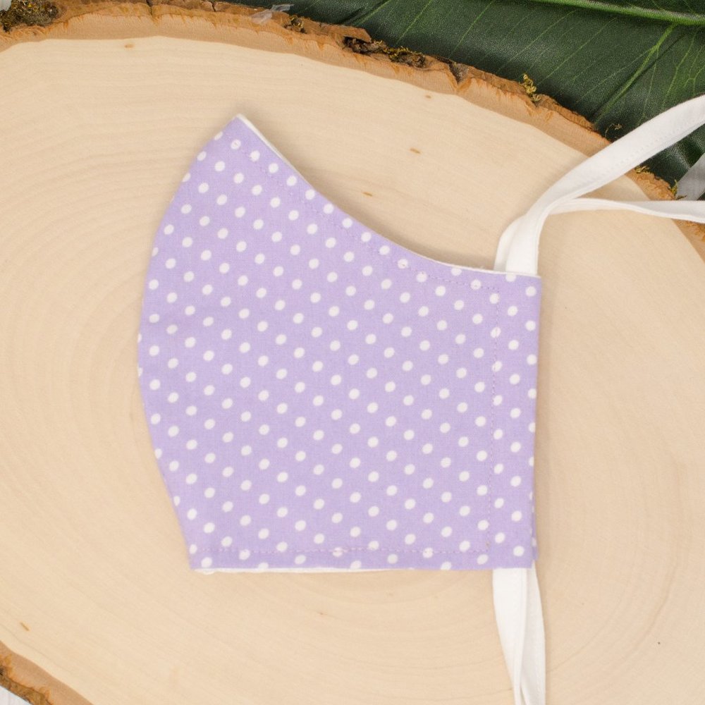 Light Purple Dots Reusable Cloth Face Mask with Elastic